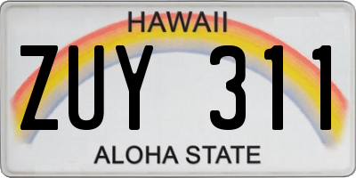 HI license plate ZUY311