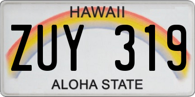 HI license plate ZUY319