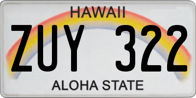 HI license plate ZUY322