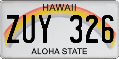 HI license plate ZUY326