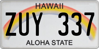 HI license plate ZUY337