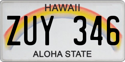 HI license plate ZUY346