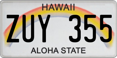 HI license plate ZUY355