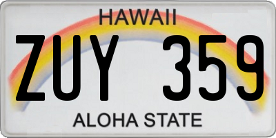 HI license plate ZUY359