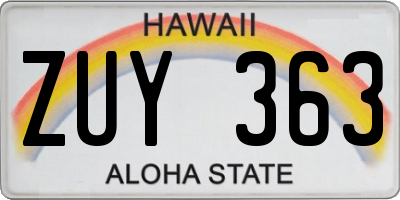 HI license plate ZUY363