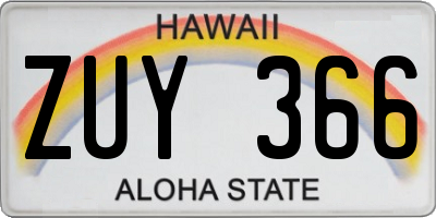 HI license plate ZUY366
