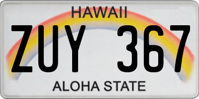 HI license plate ZUY367