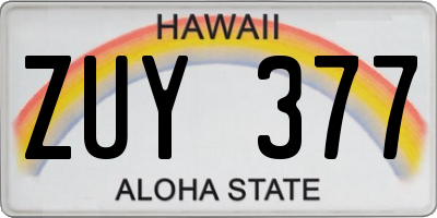 HI license plate ZUY377