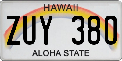 HI license plate ZUY380