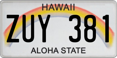 HI license plate ZUY381