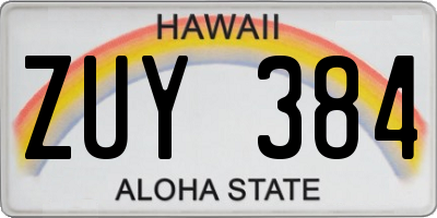 HI license plate ZUY384