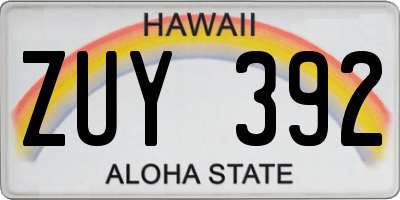 HI license plate ZUY392