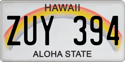 HI license plate ZUY394