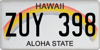HI license plate ZUY398