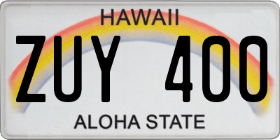 HI license plate ZUY400