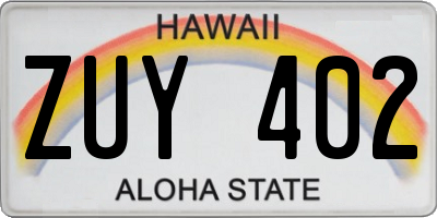 HI license plate ZUY402