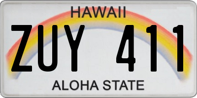 HI license plate ZUY411