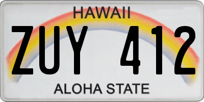 HI license plate ZUY412