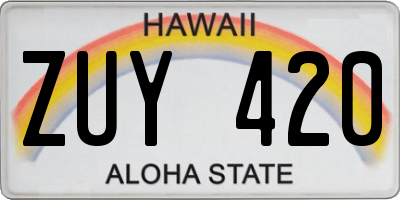 HI license plate ZUY420
