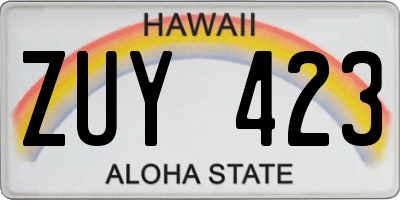 HI license plate ZUY423