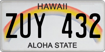 HI license plate ZUY432