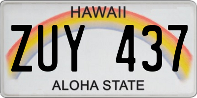 HI license plate ZUY437