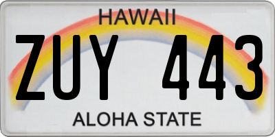 HI license plate ZUY443