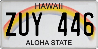 HI license plate ZUY446