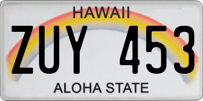 HI license plate ZUY453