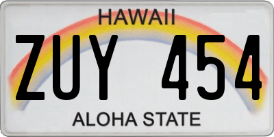 HI license plate ZUY454
