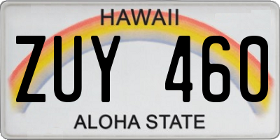 HI license plate ZUY460