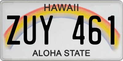 HI license plate ZUY461