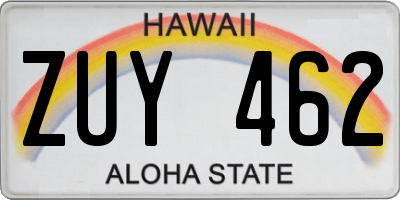 HI license plate ZUY462