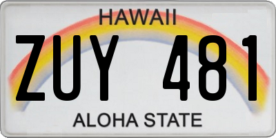 HI license plate ZUY481
