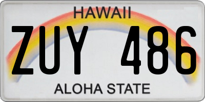 HI license plate ZUY486