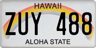 HI license plate ZUY488