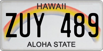 HI license plate ZUY489