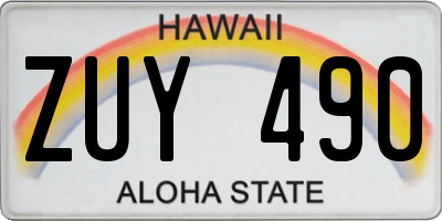 HI license plate ZUY490