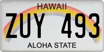 HI license plate ZUY493