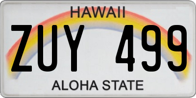 HI license plate ZUY499