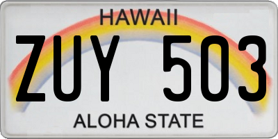 HI license plate ZUY503