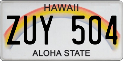 HI license plate ZUY504