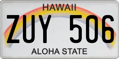 HI license plate ZUY506