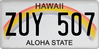 HI license plate ZUY507
