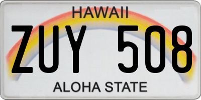 HI license plate ZUY508
