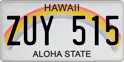 HI license plate ZUY515
