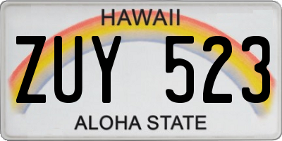 HI license plate ZUY523