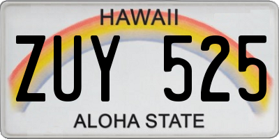 HI license plate ZUY525