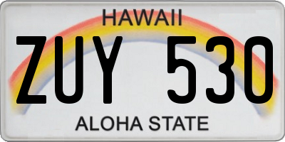 HI license plate ZUY530