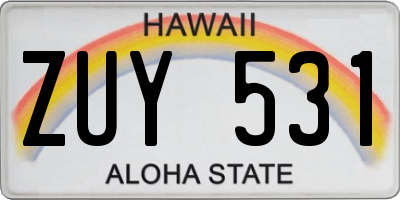 HI license plate ZUY531